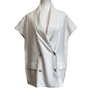 NWT VIA BOVIO IVORY WHITE OVERSIZED SLEEVELESS BLAZER VEST - S